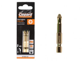 Насадка крестообразная PH2 50 мм 2 шт с титановым напылением GEPARD