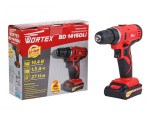 Аккум. дрель-шуруповерт WORTEX в коробке (2 скор., шурупы до 8 мм)