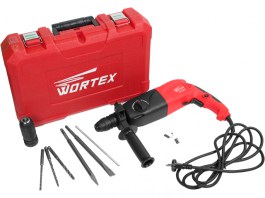 Перфоратор WORTEX RH 2427 F в чем. + (2 зубила, 3 сверла) (700 Вт, 2.8 Дж, 3 реж., патрон SDS-plus, БЗП в комплекте,)