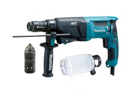 Перфоратор MAKITA HR 2611 FT (X5) в чем. + система пылеудаления (800 Вт, 2.9 Дж, 3 реж., патрон SDS-plus, быстросъемн., БЗП в комплекте, вес 3.2 кг) ( (HR2611FT(X5))