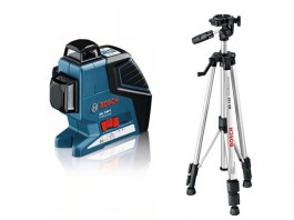 Нивелир лазерный линейный BOSCH GLL 3-80 P со штативом в кор. (проекция: 3 плоскости 360°, до 80 м, +/- 16 мм, резьба 1/4, 5/8«) (0601063306)