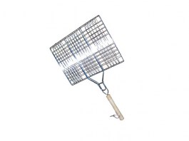 Решетка-гриль для стейков 340x225мм, деревянная ручка, хром (080514) (ИнструмАгро)