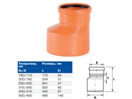 Редуктор для наружной канализации НПВХ 160х110 (ХЕМКОР)