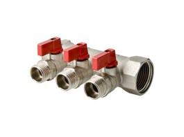 Коллектор с отсекающими кранами, 1«х2 вых. 1/2» нар. VALTEC (VTc.580.N.0602)