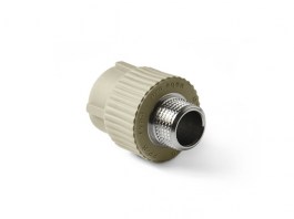 Муфта полипропил. PP-R комбинир. наружн. резьба Серая 25-1/2 PRO AQUA (PA23012PG)