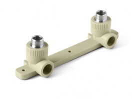 Угольник полипропил. двойной с креплением комбинированный PPR НР Серый 20-1/2 PRO AQUA (PA280108PG)